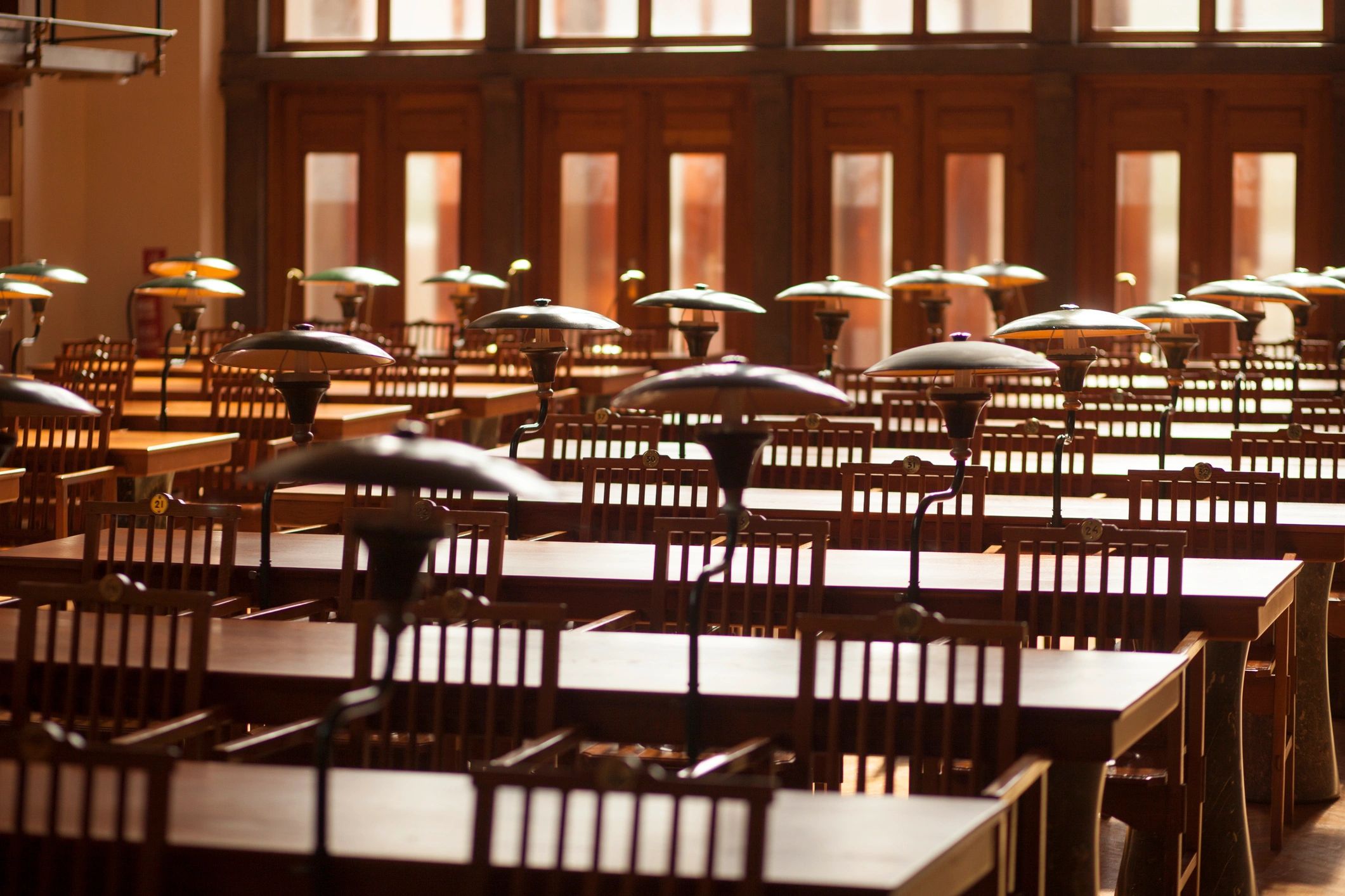Library reading room representing learning and literary resources