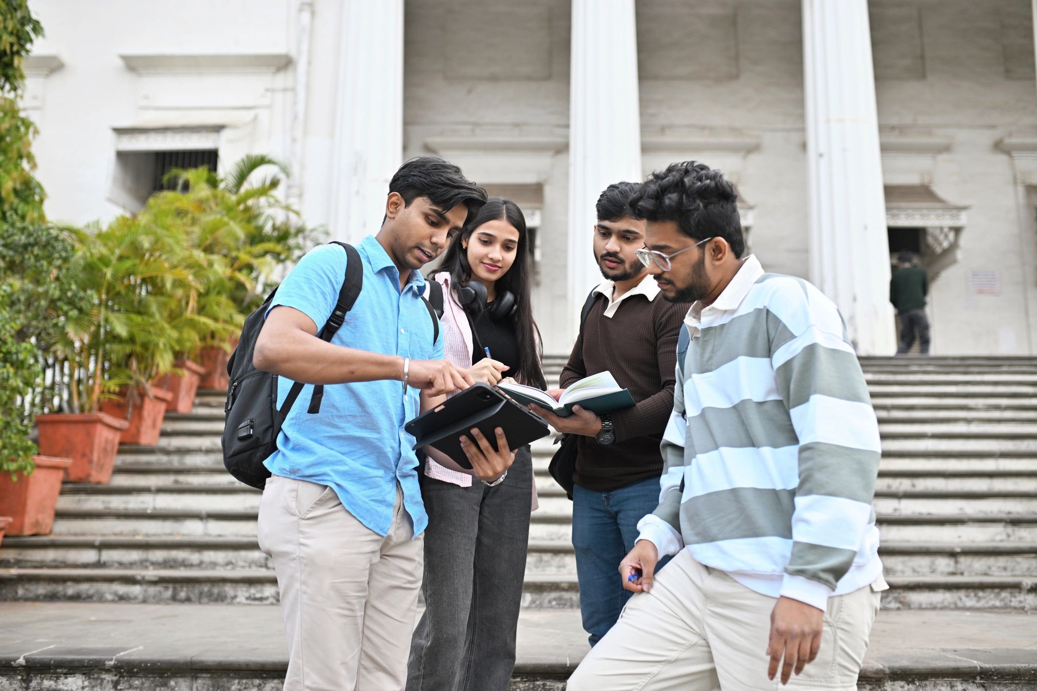 University students studying together on campus