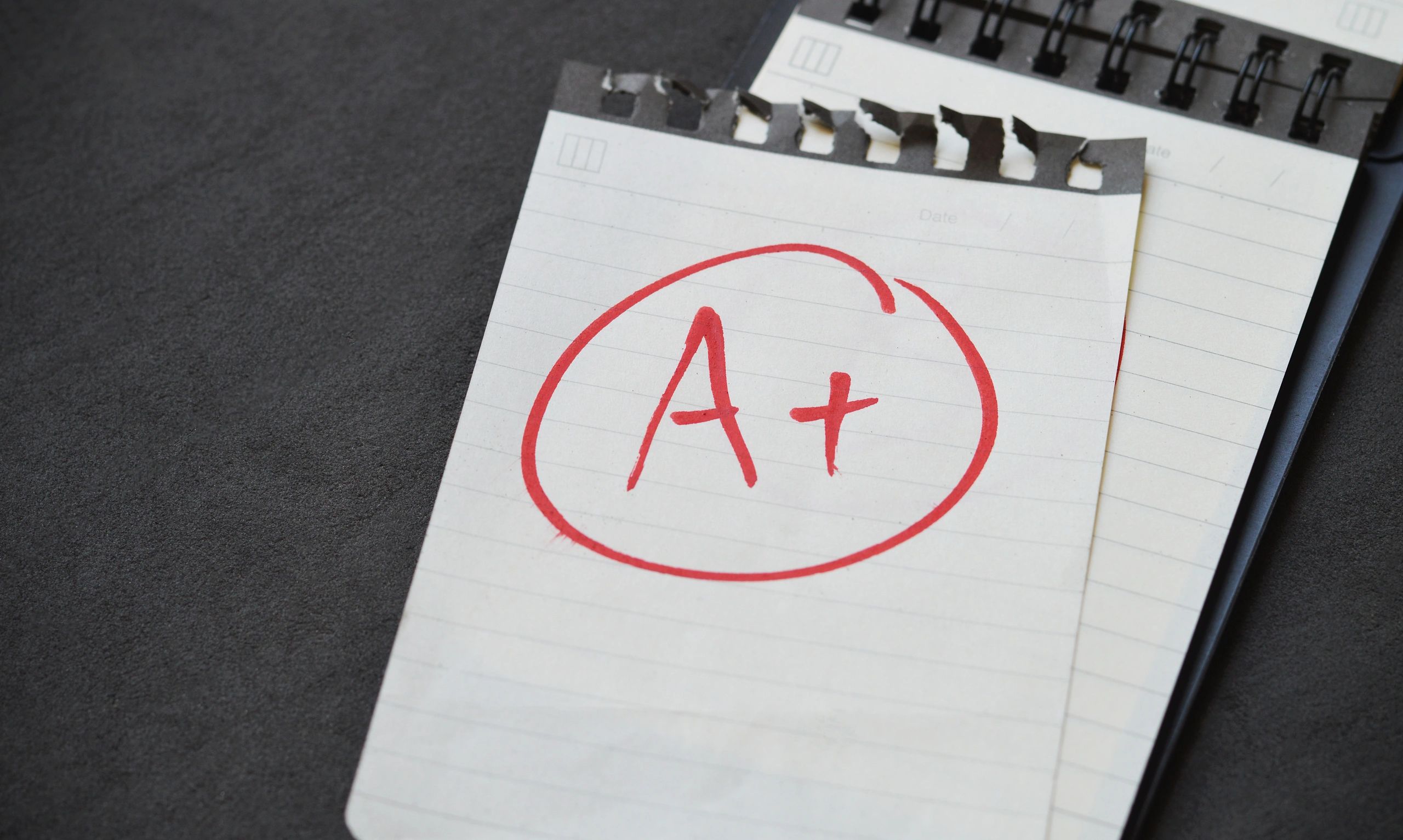 Exam paper and grading concept